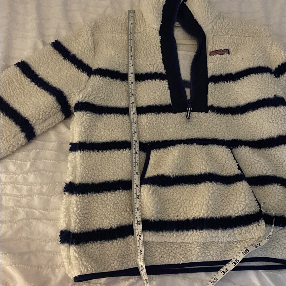 Vineyard Vines Fleece 1/2 Zip With Navy Stripes - Picture 6 of 8